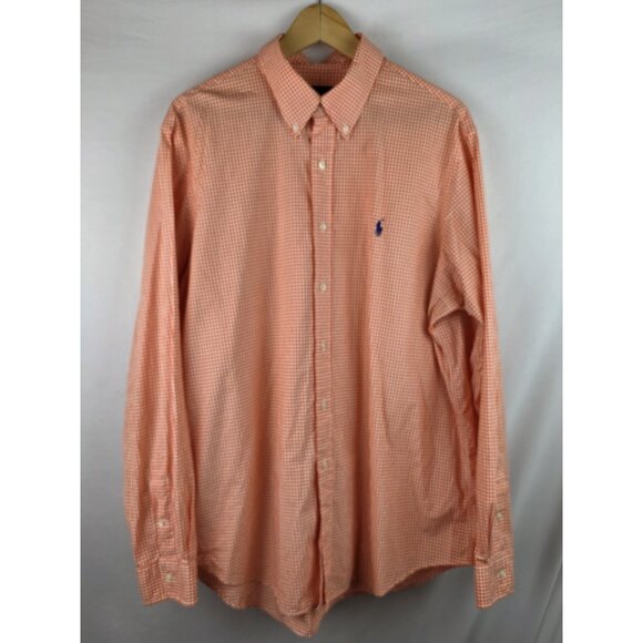 Ralph Lauren Men's Shirt Size XL Orange Plaid Long Sleeve Button Down Top - Picture 1 of 11